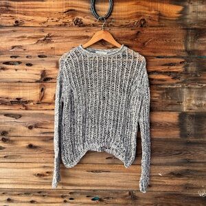 INHABIT | Gray Open-Knit Scoop-Neck Sweater M